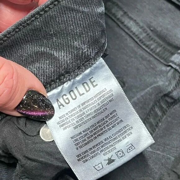 AGOLDE Toni Mid-Rise Slim Straight lyocell blend Jeans in Feral black sz 27 - Picture 10 of 10
